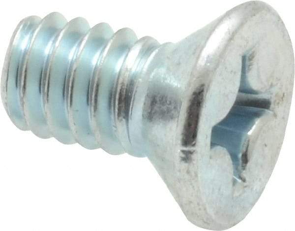Value Collection - 1/4-20 UNC, 1/2" OAL Phillips Drive Machine Screw - Flat Head, Grade 2 Steel, Zinc-Plated Finish, Without Washer - USA Tool & Supply