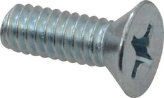 Value Collection - 1/4-20 UNC, 3/4" OAL Phillips Drive Machine Screw - Flat Head, Grade 2 Steel, Zinc-Plated Finish, Without Washer - USA Tool & Supply