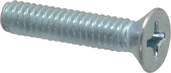 Value Collection - 1/4-20 UNC, 1-1/4" OAL Phillips Drive Machine Screw - Flat Head, Grade 2 Steel, Zinc-Plated Finish, Without Washer - USA Tool & Supply