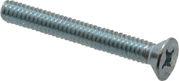 Value Collection - 1/4-20 UNC, 2" OAL Phillips Drive Machine Screw - Flat Head, Grade 2 Steel, Zinc-Plated Finish, Without Washer - USA Tool & Supply