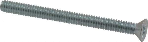 Value Collection - 1/4-20 UNC, 3" OAL Phillips Drive Machine Screw - Flat Head, Grade 2 Steel, Zinc-Plated Finish, Without Washer - USA Tool & Supply