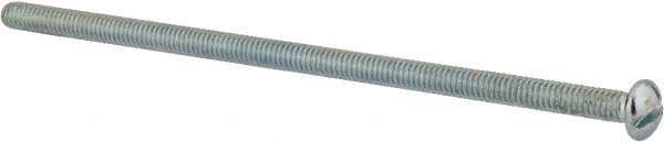 Value Collection - #8-32 UNC, 4" Length Under Head Slotted Drive Machine Screw - Round Head, Grade 2 Alloy Steel, Zinc-Plated Finish, Without Washer - USA Tool & Supply
