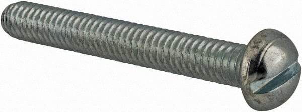 Value Collection - #12-24 UNC, 1-3/4" Length Under Head Slotted Drive Machine Screw - Round Head, Grade J82 Steel, Zinc-Plated Finish, Without Washer - USA Tool & Supply