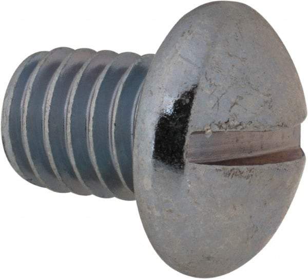 Value Collection - 3/8-16 UNC, 1/2" Length Under Head Slotted Drive Machine Screw - Round Head, Grade 2 Alloy Steel, Zinc-Plated Finish, Without Washer - USA Tool & Supply