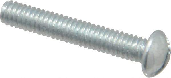 Value Collection - #8-32 UNC, 1" Length Under Head Slotted Drive Machine Screw - Round Head, Grade 2 Steel, Zinc-Plated Finish, Without Washer - USA Tool & Supply
