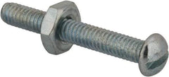 Value Collection - #8-32 UNC, 1-1/4" Length Under Head Slotted Drive Machine Screw - Round Head, Grade 2 Steel, Zinc-Plated Finish, Without Washer - USA Tool & Supply
