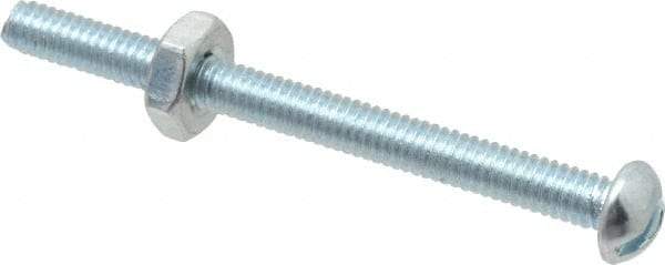 Value Collection - #8-32 UNC, 2" Length Under Head Slotted Drive Machine Screw - Round Head, Grade 2 Steel, Zinc-Plated Finish, Without Washer - USA Tool & Supply