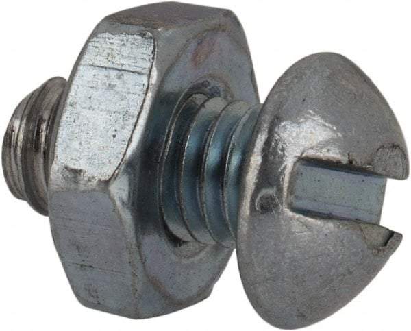 Value Collection - #10-24 UNC, 3/8" Length Under Head Slotted Drive Machine Screw - Round Head, Grade 2 Steel, Zinc-Plated Finish, Without Washer - USA Tool & Supply