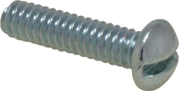 Value Collection - 1/4-20 UNC, 1/2" Length Under Head Slotted Drive Machine Screw - Round Head, Grade 2 Steel, Zinc-Plated Finish, Without Washer - USA Tool & Supply