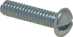 Value Collection - 1/4-20 UNC, 1/2" Length Under Head Slotted Drive Machine Screw - Round Head, Grade 2 Steel, Zinc-Plated Finish, Without Washer - USA Tool & Supply