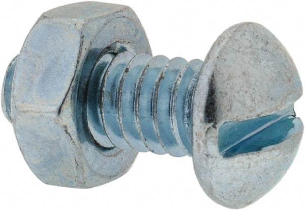 Value Collection - 1/4-20 UNC, 5/8" Length Under Head Slotted Drive Machine Screw - Round Head, Grade 2 Steel, Zinc-Plated Finish, Without Washer - USA Tool & Supply