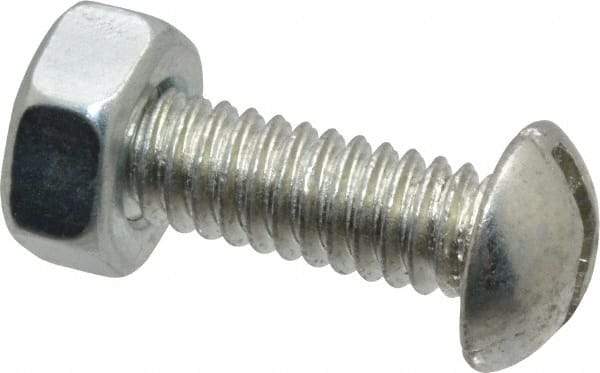 Value Collection - 1/4-20 UNC, 7/8" Length Under Head Slotted Drive Machine Screw - Round Head, Grade J82 Steel, Zinc-Plated Finish, Without Washer - USA Tool & Supply