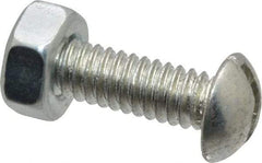 Value Collection - 1/4-20 UNC, 7/8" Length Under Head Slotted Drive Machine Screw - Round Head, Grade J82 Steel, Zinc-Plated Finish, Without Washer - USA Tool & Supply