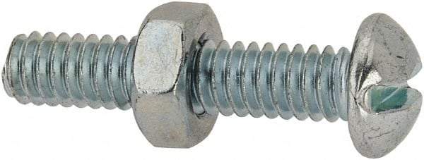 Value Collection - 1/4-20 UNC, 1-1/4" Length Under Head Slotted Drive Machine Screw - Round Head, Grade 2 Steel, Zinc-Plated Finish, Without Washer - USA Tool & Supply
