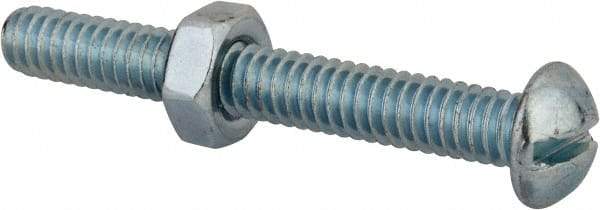 Value Collection - 1/4-20 UNC, 2" Length Under Head Slotted Drive Machine Screw - Round Head, Grade 2 Steel, Zinc-Plated Finish, Without Washer - USA Tool & Supply