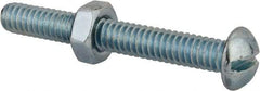 Value Collection - 1/4-20 UNC, 2" Length Under Head Slotted Drive Machine Screw - Round Head, Grade 2 Steel, Zinc-Plated Finish, Without Washer - USA Tool & Supply