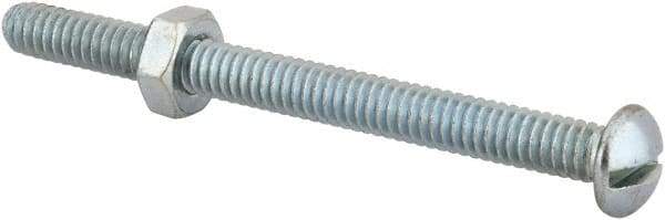 Value Collection - 1/4-20 UNC, 3" Length Under Head Slotted Drive Machine Screw - Round Head, Grade 2 Steel, Zinc-Plated Finish, Without Washer - USA Tool & Supply