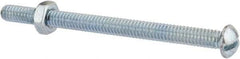 Value Collection - 1/4-20 UNC, 3-1/2" Length Under Head Slotted Drive Machine Screw - Round Head, Grade 2 Steel, Zinc-Plated Finish, Without Washer - USA Tool & Supply