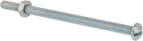 Value Collection - 1/4-20 UNC, 4-1/2" Length Under Head Slotted Drive Machine Screw - Round Head, Grade 2 Steel, Zinc-Plated Finish, Without Washer - USA Tool & Supply