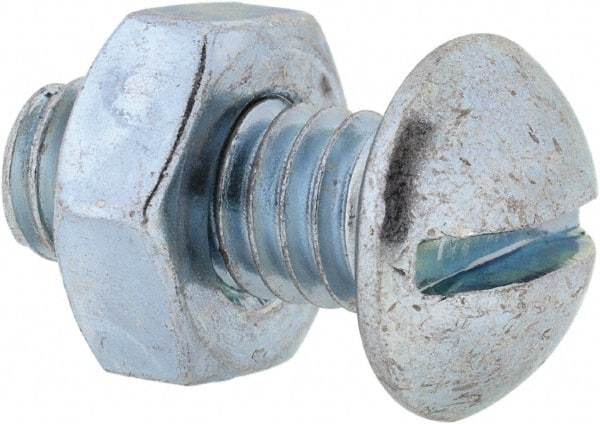 Value Collection - 5/16-18 UNC, 3/4" Length Under Head Slotted Drive Machine Screw - Round Head, Grade 2 Steel, Zinc-Plated Finish, Without Washer - USA Tool & Supply