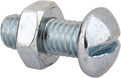 Value Collection - 3/8-16 UNC, 1" Length Under Head Slotted Drive Machine Screw - Round Head, Grade 2 Steel, Zinc-Plated Finish, Without Washer - USA Tool & Supply