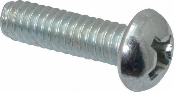 Value Collection - #12-24 UNC, 3/4" Length Under Head Phillips Drive Machine Screw - Round Head, Grade J82 Steel, Zinc-Plated Finish, Without Washer - USA Tool & Supply