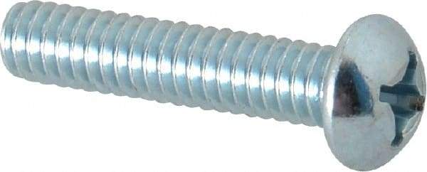 Value Collection - #12-24 UNC, 1" Length Under Head Phillips Drive Machine Screw - Round Head, Grade J82 Steel, Zinc-Plated Finish, Without Washer - USA Tool & Supply