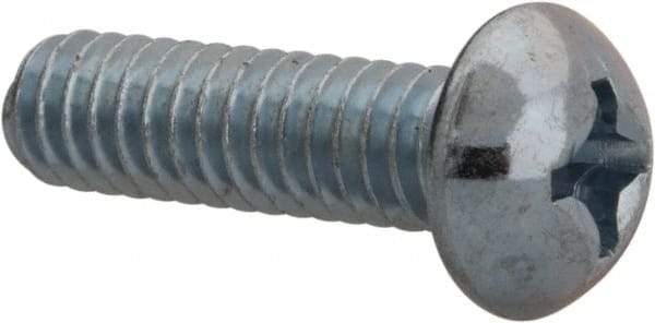 Value Collection - 1/4-20 UNC, 7/8" Length Under Head Phillips Drive Machine Screw - Round Head, Grade 2 Steel, Zinc-Plated Finish, Without Washer - USA Tool & Supply