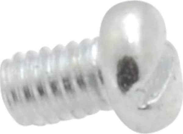 Value Collection - M2.6x0.40, 4mm Length Under Head Slotted Drive Machine Screw - Pan Head, Grade 4.8 Steel, Zinc-Plated Finish, Without Washer - USA Tool & Supply