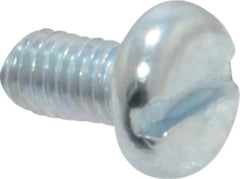 Value Collection - M3x0.50, 6mm Length Under Head Slotted Drive Machine Screw - Pan Head, Grade 4.8 Steel, Zinc-Plated Finish, Without Washer - USA Tool & Supply