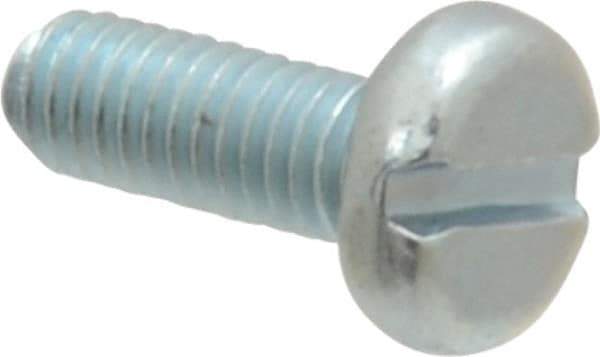 Value Collection - M3x0.50, 8mm Length Under Head Slotted Drive Machine Screw - Pan Head, Grade 4.8 Steel, Zinc-Plated Finish, Without Washer - USA Tool & Supply