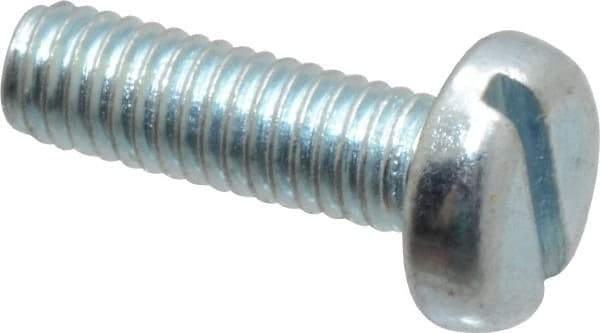 Value Collection - M3x0.50, 10mm Length Under Head Slotted Drive Machine Screw - Pan Head, Grade 4.8 Steel, Zinc-Plated Finish, Without Washer - USA Tool & Supply