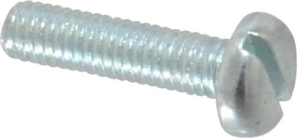 Value Collection - M3x0.50, 12mm Length Under Head Slotted Drive Machine Screw - Pan Head, Grade 4.8 Steel, Zinc-Plated Finish, Without Washer - USA Tool & Supply