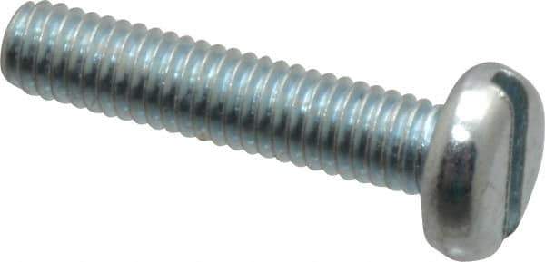 Value Collection - M3x0.50, 14mm Length Under Head Slotted Drive Machine Screw - Pan Head, Grade 4.8 Steel, Zinc-Plated Finish, Without Washer - USA Tool & Supply