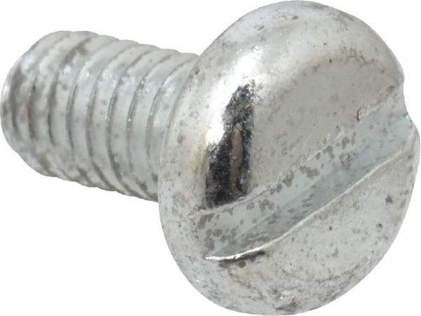 Value Collection - M4x0.70, 8mm Length Under Head Slotted Drive Machine Screw - Pan Head, Grade 4.8 Steel, Zinc-Plated Finish, Without Washer - USA Tool & Supply