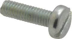 Value Collection - M4x0.70, 14mm Length Under Head Slotted Drive Machine Screw - Pan Head, Grade 4.8 Steel, Zinc-Plated Finish, Without Washer - USA Tool & Supply