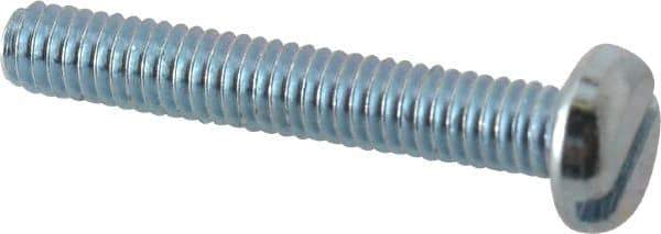 Value Collection - M4x0.70, 25mm Length Under Head Slotted Drive Machine Screw - Pan Head, Grade 4.8 Steel, Zinc-Plated Finish, Without Washer - USA Tool & Supply