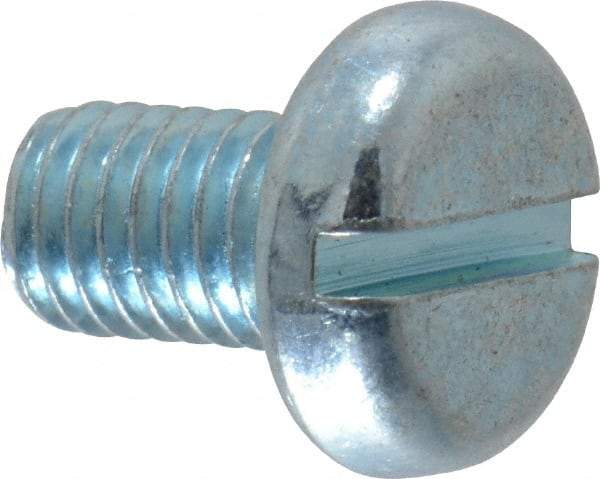 Value Collection - M5x0.80, 8mm Length Under Head Slotted Drive Machine Screw - Pan Head, Grade 4.8 Steel, Zinc-Plated Finish, Without Washer - USA Tool & Supply