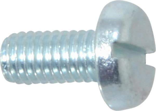 Value Collection - M5x0.80, 10mm Length Under Head Slotted Drive Machine Screw - Pan Head, Grade 4.8 Steel, Zinc-Plated Finish, Without Washer - USA Tool & Supply