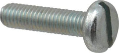 Value Collection - M5x0.80, 20mm Length Under Head Slotted Drive Machine Screw - Pan Head, Grade 4.8 Steel, Zinc-Plated Finish, Without Washer - USA Tool & Supply