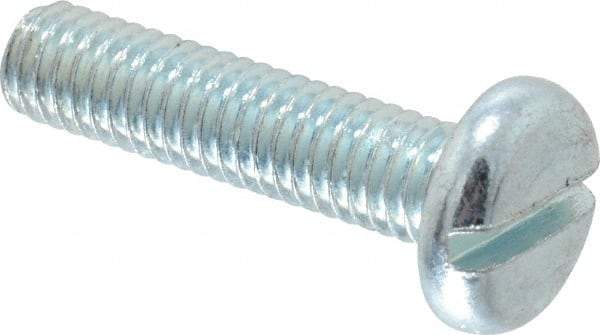 Value Collection - M6x1.00, 25mm Length Under Head Slotted Drive Machine Screw - Pan Head, Grade 4.8 Steel, Zinc-Plated Finish, Without Washer - USA Tool & Supply
