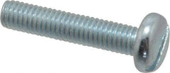 Value Collection - M6x1.00, 30mm Length Under Head Slotted Drive Machine Screw - Pan Head, Grade 4.8 Steel, Zinc-Plated Finish, Without Washer - USA Tool & Supply