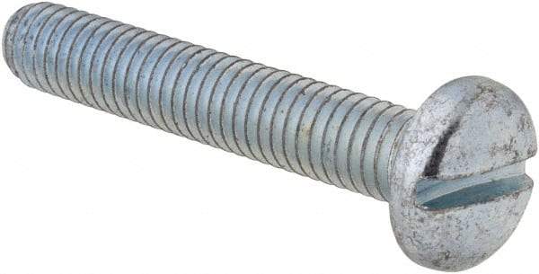 Value Collection - M6x1.00, 35mm Length Under Head Slotted Drive Machine Screw - Pan Head, Grade 4.8 Steel, Zinc-Plated Finish, Without Washer - USA Tool & Supply