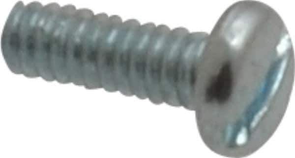 Value Collection - #2-56 UNC, 1/4" Length Under Head Slotted Drive Machine Screw - Pan Head, Grade J82 Steel, Zinc-Plated Finish, Without Washer - USA Tool & Supply