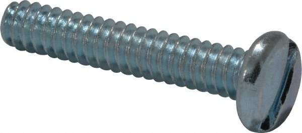 Value Collection - #6-32 UNC, 3/4" Length Under Head Slotted Drive Machine Screw - Pan Head, Grade J82 Steel, Zinc-Plated Finish, Without Washer - USA Tool & Supply