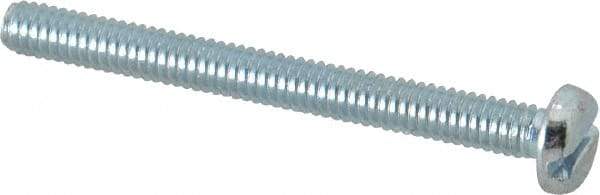 Value Collection - #8-32 UNC, 1-3/4" Length Under Head Slotted Drive Machine Screw - Pan Head, Grade J82 Steel, Zinc-Plated Finish, Without Washer - USA Tool & Supply