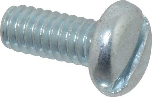Value Collection - 1/4-20 UNC, 5/8" Length Under Head Slotted Drive Machine Screw - Pan Head, Grade J82 Steel, Zinc-Plated Finish, Without Washer - USA Tool & Supply