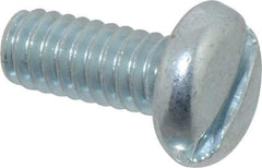 Value Collection - 1/4-20 UNC, 5/8" Length Under Head Slotted Drive Machine Screw - Pan Head, Grade J82 Steel, Zinc-Plated Finish, Without Washer - USA Tool & Supply