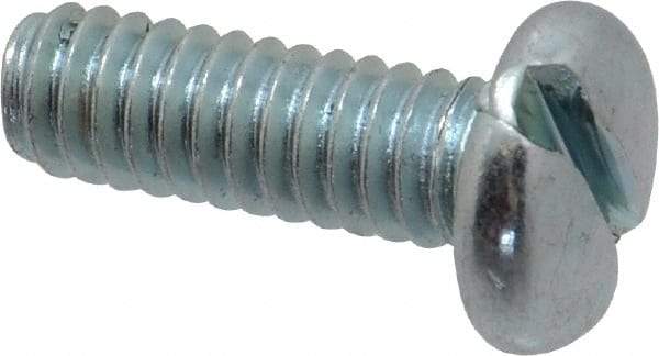 Value Collection - 1/4-20 UNC, 3/4" Length Under Head Slotted Drive Machine Screw - Pan Head, Grade 2 Steel, Zinc-Plated Finish, Without Washer - USA Tool & Supply