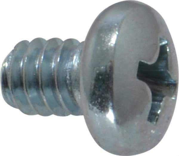 Value Collection - #10-24 UNC, 1/4" Length Under Head Phillips Drive Machine Screw - Pan Head, Grade 2 Steel, Zinc-Plated Finish, Without Washer - USA Tool & Supply